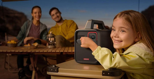 Family enjoying Nebula movie projector