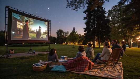 People gathering outdoor for movie watching