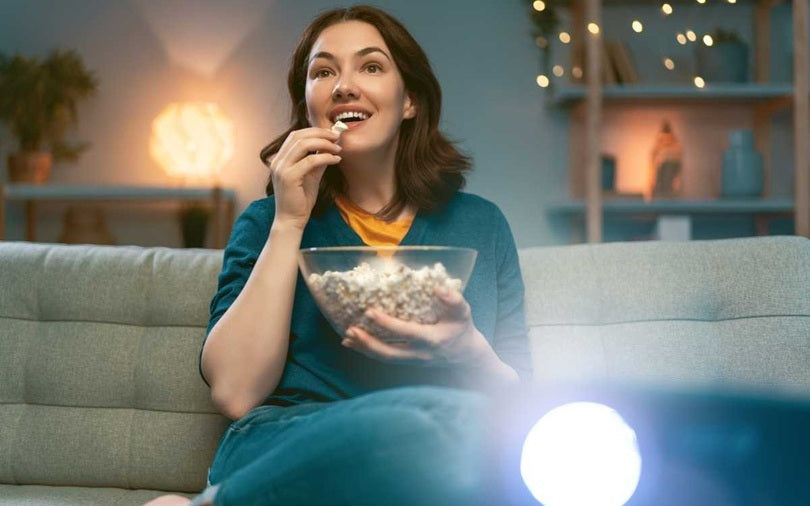 Woman watching movie