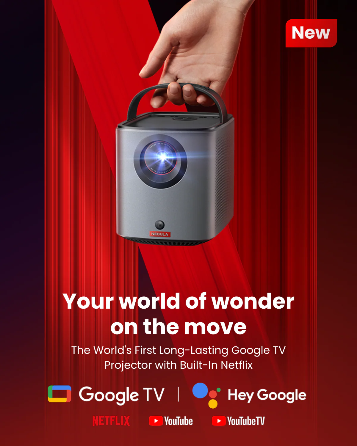 Mars 3 Air | Portable Projector & 100-Inch Home Projector Screen