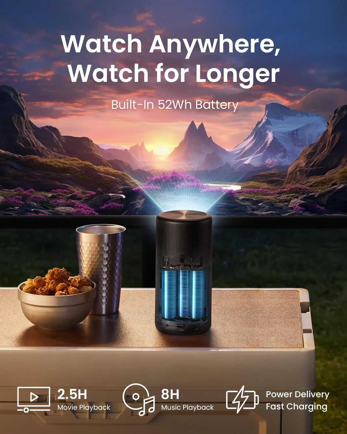 Capsule 3 Laser | Mini Projector &amp; 100-Inch Home Projector Screen