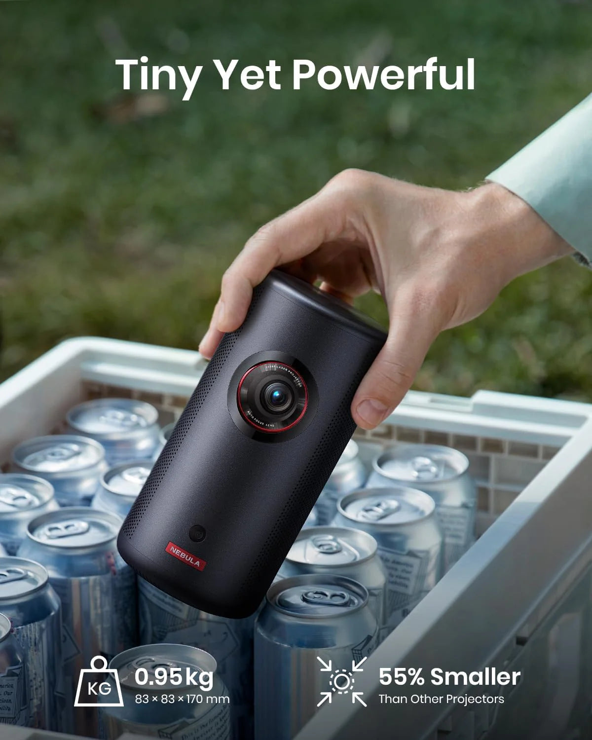 Capsule 3 Laser | Mini Projector &amp; 100-Inch Home Projector Screen