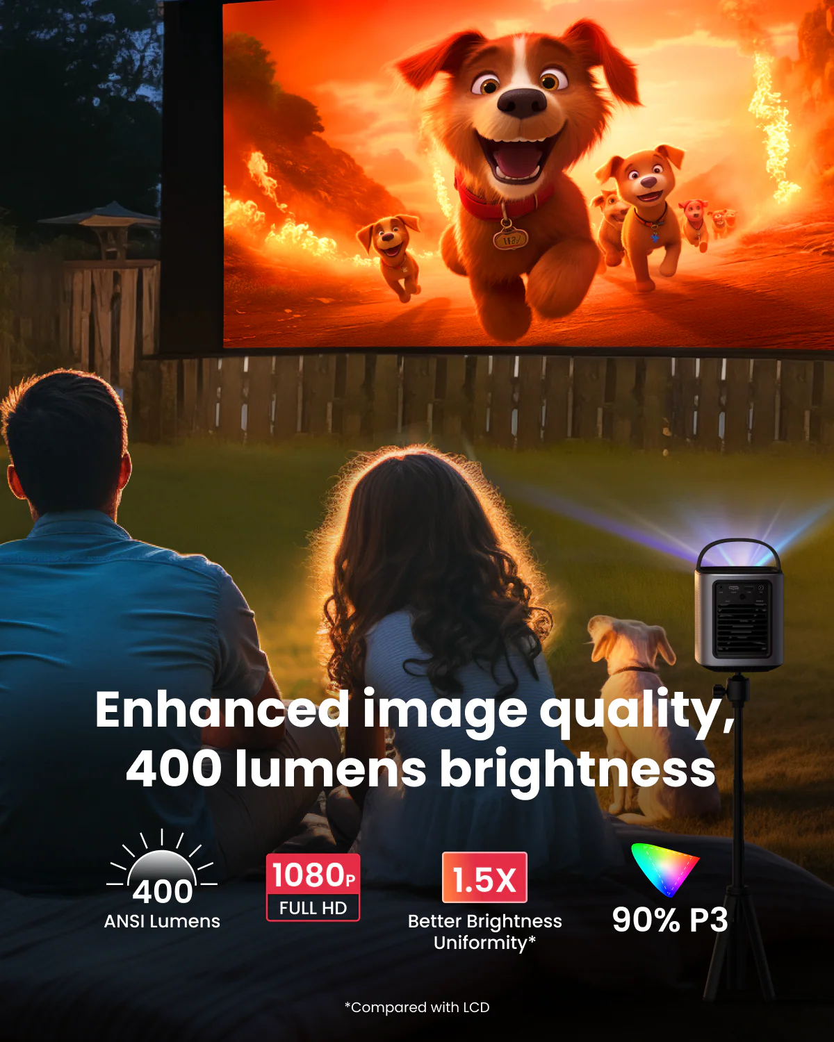 Mars 3 Air | Portable Projector &amp; 100-Inch Home Projector Screen