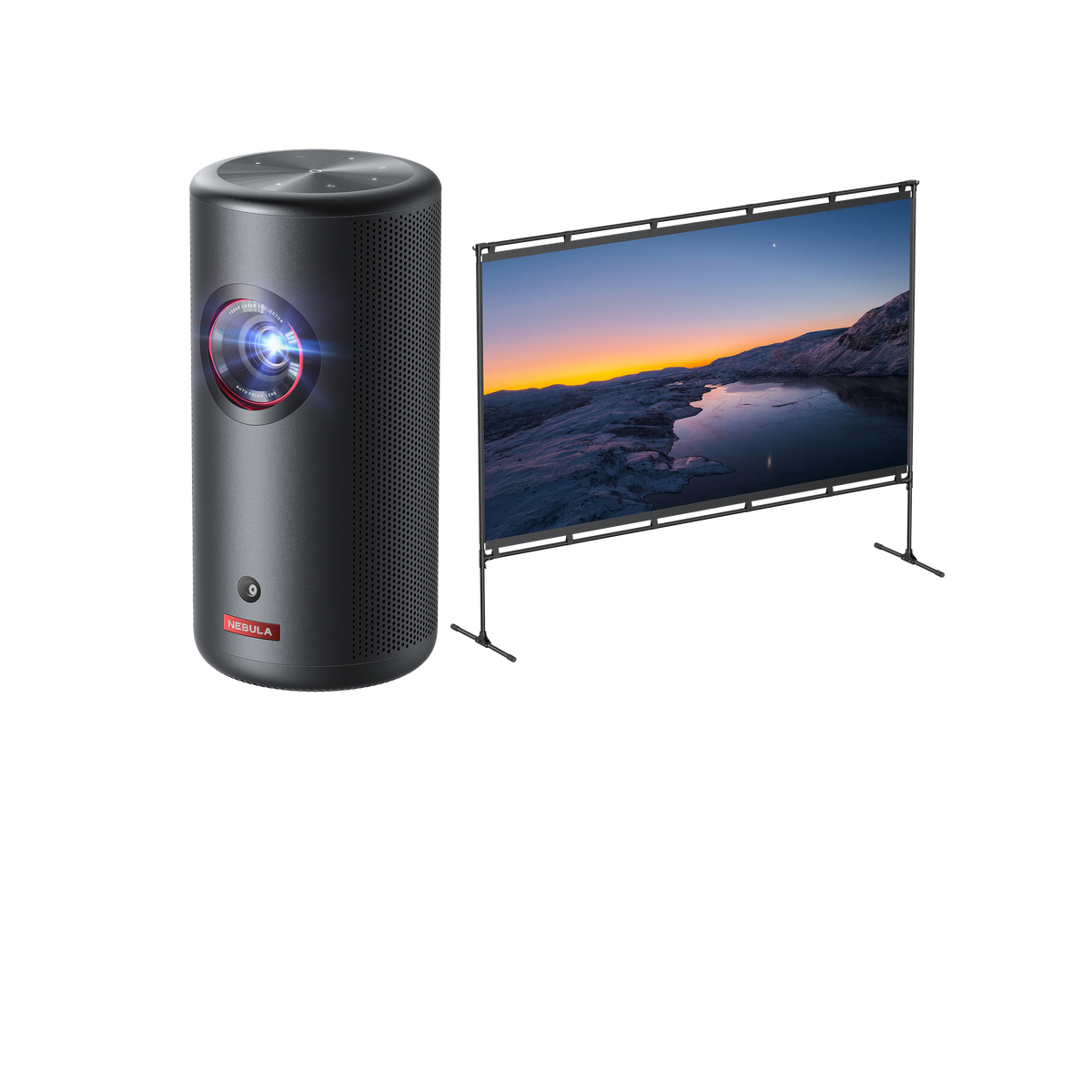 Capsule 3 Laser | Mini Projector &amp; 100-Inch Home Projector Screen